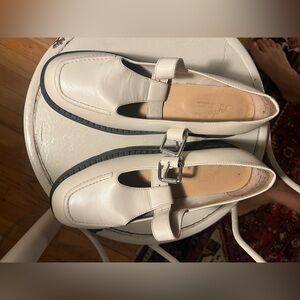 Seychelles Off-White Leather Loafers with Buckle